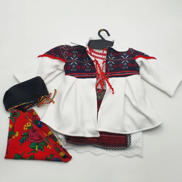 Costum traditional fetita Palton Rochita Fota Batic si Botosei