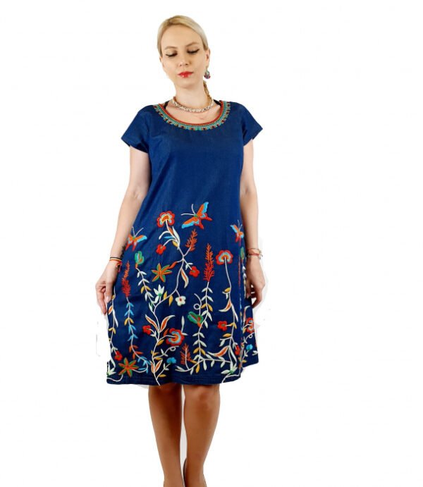 Rochie din denim cu broderie Sanda 25