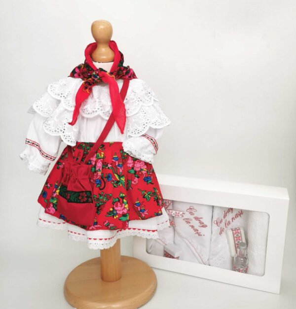 Set Botez Traditional Costum Traditional Fetite Floral 2 piese costumas si trusou brodat