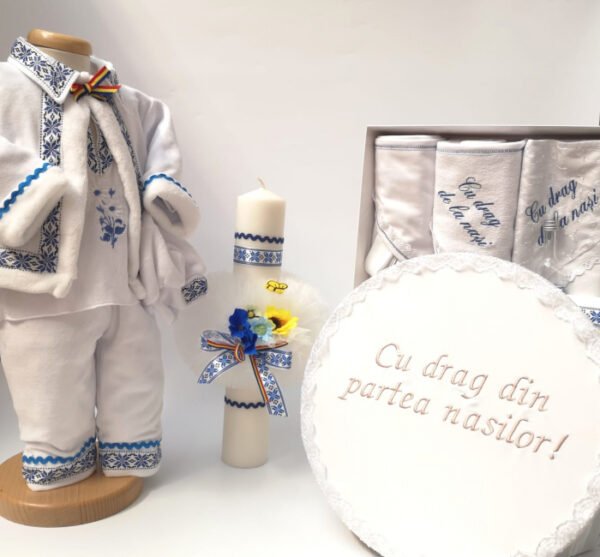 Set Traditional Botez Baiat Costumas Trusou Cutie Lumanare 2