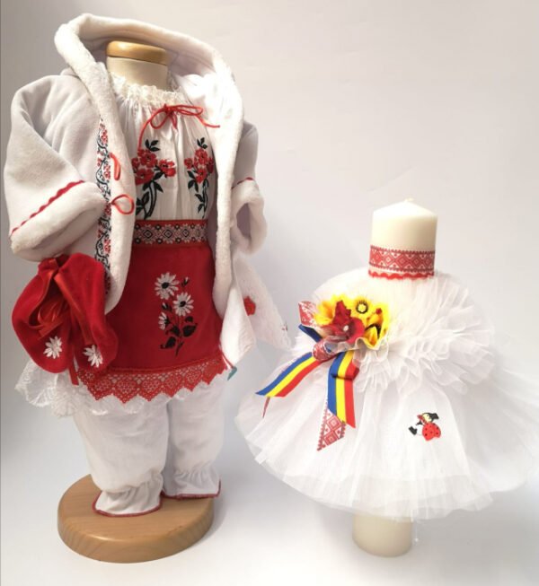 Set Traditional Botez Fetita Costumas Lumanare