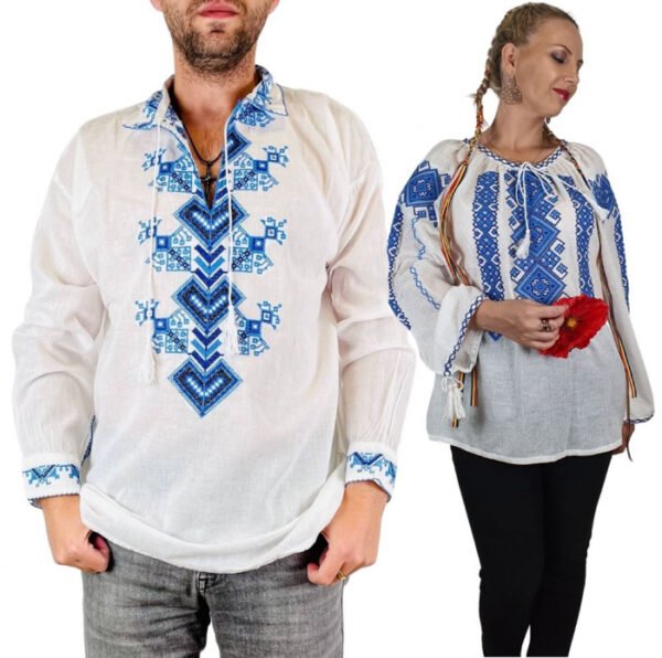 Set Traditional Cuplu 99 Camasi traditionale cu broderie