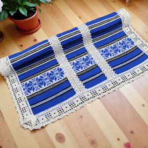 Artizanat traditional Alexandrina 120-40 cm alb cu albastru