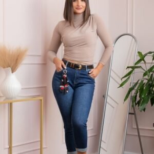 Blugi dama conici, talie inalta, albastru clasic ,   Holly