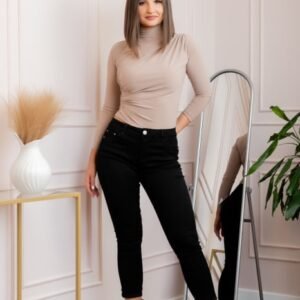 Blugi negri cu talie inalta si croi conic Jenna