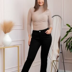 Blugi negri drepti cu talie inalta Joanna