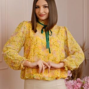 Bluza Madeline din voal cu maneci bufante - Galben