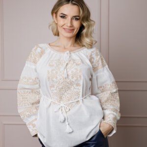Bluza alba cu motiv floral crem Fulvia