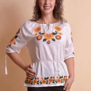 Bluza alba cu motiv floral multicolor Catrinel 05