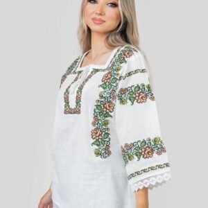 Bluza alba cu motiv floral multicolor Dalia 01