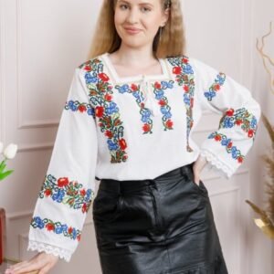 Bluza alba cu motiv floral multicolor Patricia