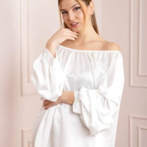 Bluza alba eleganta cu maneci bufante