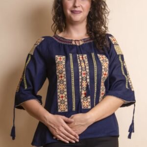 Bluza albastra cu motiv crem Bogdana