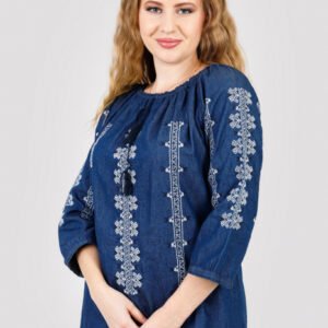 Bluza albastra cu motiv geometric alb Astrid