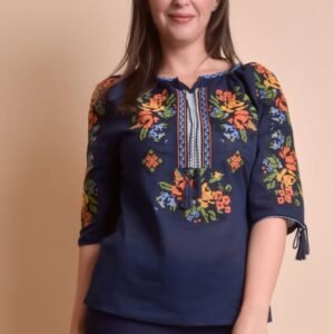 Bluza albastra cu motiv multicolor Gina 01