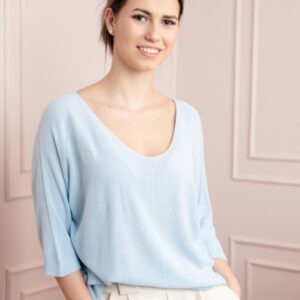 Bluza bleu cu maneci liliac