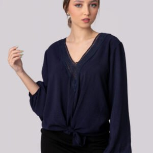 Bluza bleumarin cu nod in talie
