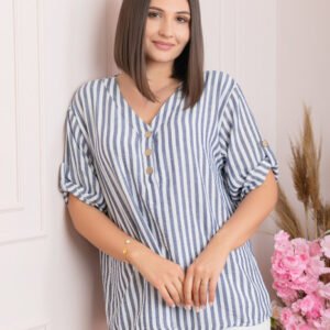 Bluza casual Freya cu dungi bleumarin