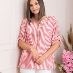 Bluza casual Freya cu dungi corai