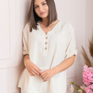 Bluza casual Freya cu dungi crem