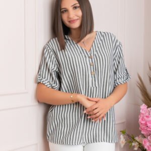 Bluza casual Freya cu dungi gri antracit