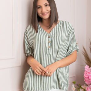 Bluza casual Freya cu dungi verzi