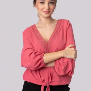 Bluza corai cu nod in talie