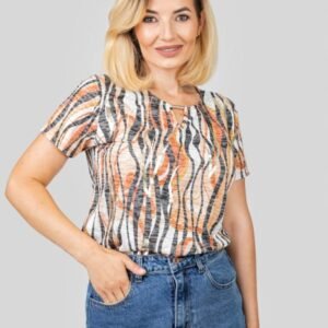 Bluza crem cu imprimeuri multicolore