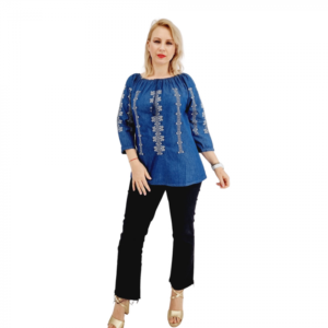 Bluza cu broderie din denim Kiara