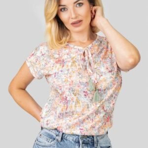 Bluza cu snur si imprimeu cu picatele colorate