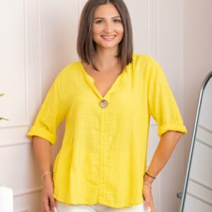 Bluza dama din bumbac Kerry cu maneci reglabile - Galben