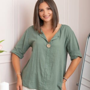 Bluza dama din bumbac Kerry cu maneci reglabile - Kaki