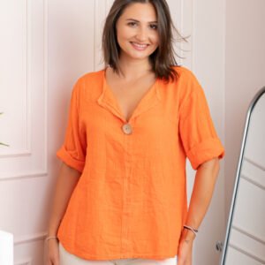 Bluza dama din bumbac Kerry cu maneci reglabile - Orange