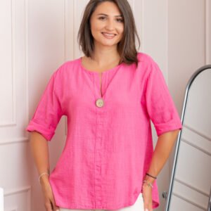 Bluza dama din bumbac Kerry cu maneci reglabile - Roz