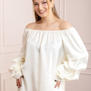 Bluza ecru eleganta cu maneci bufante
