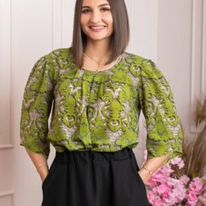 Bluza eleganta Anastasia cu imprimeuri florale - Verde
