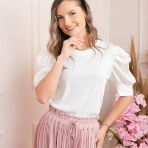 Bluza eleganta Arabella cu maneci bufante - Alb