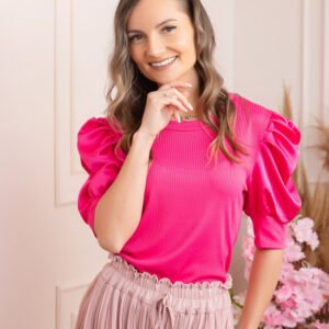 Bluza eleganta Arabella cu maneci bufante - Ciclam