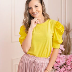 Bluza eleganta Arabella cu maneci bufante - Galben