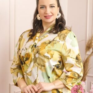 Bluza eleganta Isabelle cu imprimeu abstract galben