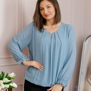 Bluza eleganta dama Sheila din voal cu captuseala - Bleu