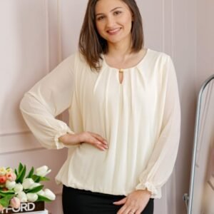 Bluza eleganta dama Sheila din voal cu captuseala - Ivoire