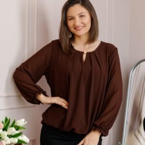 Bluza eleganta dama Sheila din voal cu captuseala - Maro