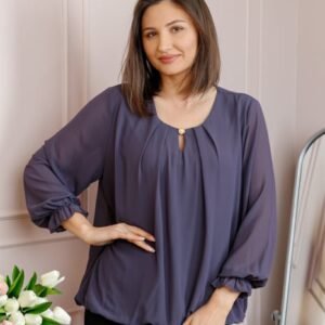 Bluza eleganta dama Sheila din voal cu captuseala - Mov