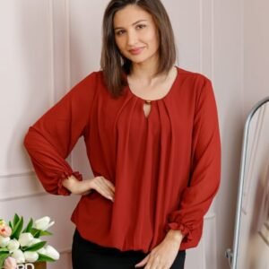 Bluza eleganta dama Sheila din voal cu captuseala - Rosu grena