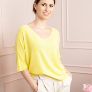 Bluza galbena cu maneci liliac