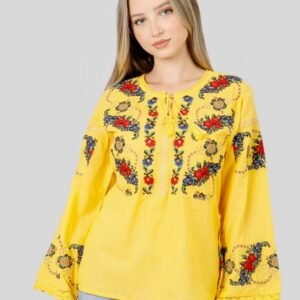 Bluza galbena cu motiv floral multicolor Afrodita 02