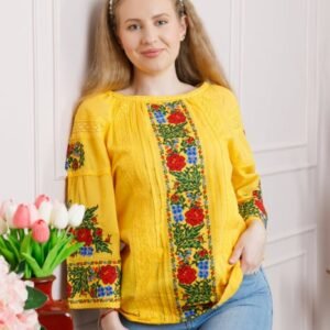 Bluza galbena cu motiv floral multicolor Beatrice 01