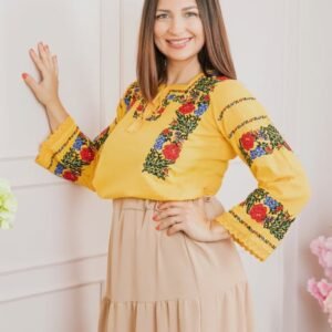 Bluza galbena cu motiv floral multicolor Clarisa 02