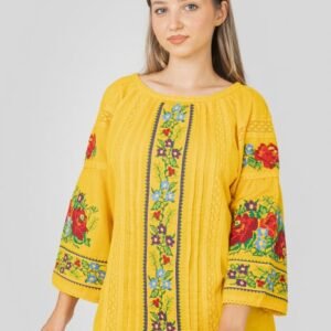 Bluza galbena cu motiv floral multicolor Francesca 03